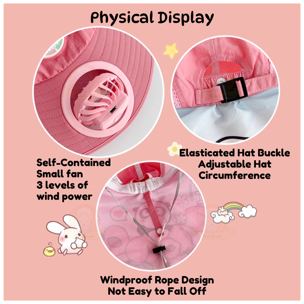 BIBISWIM USB Fan Sun Hat UPF 50+