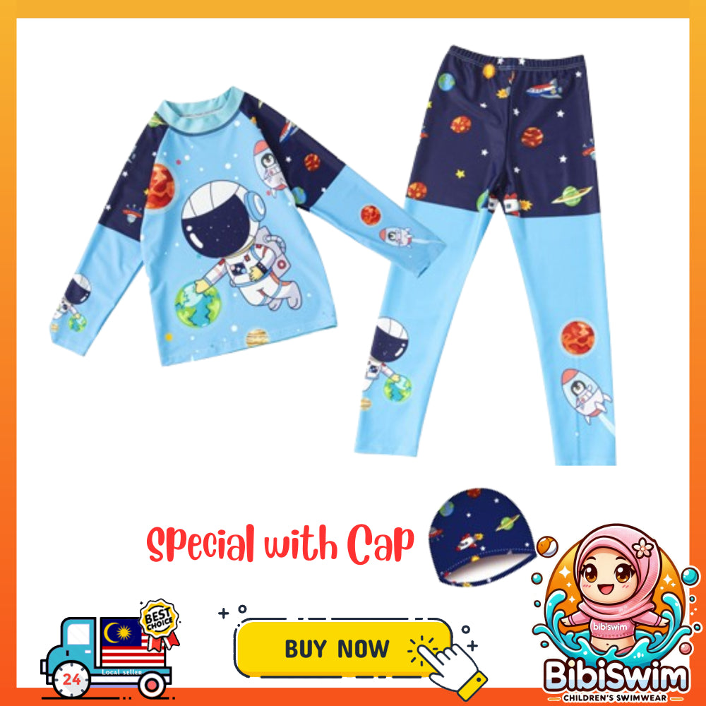 BIBISWIM Boys Shark Rash Guard Set
