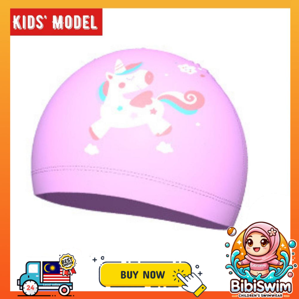 BIBISWIM Animal Print Kids Swim Cap