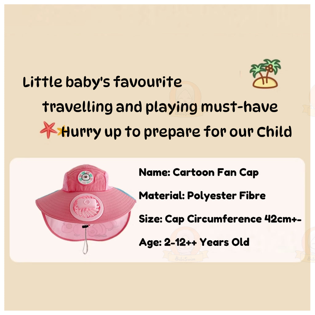 BIBISWIM USB Fan Sun Hat UPF 50+