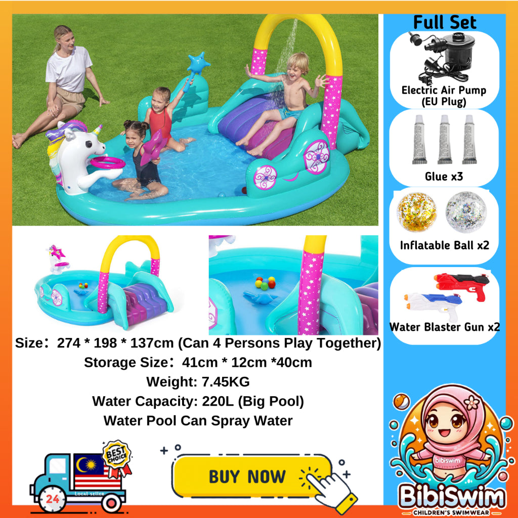 BIBISWIM Inflatable Water Slide Play Pool
