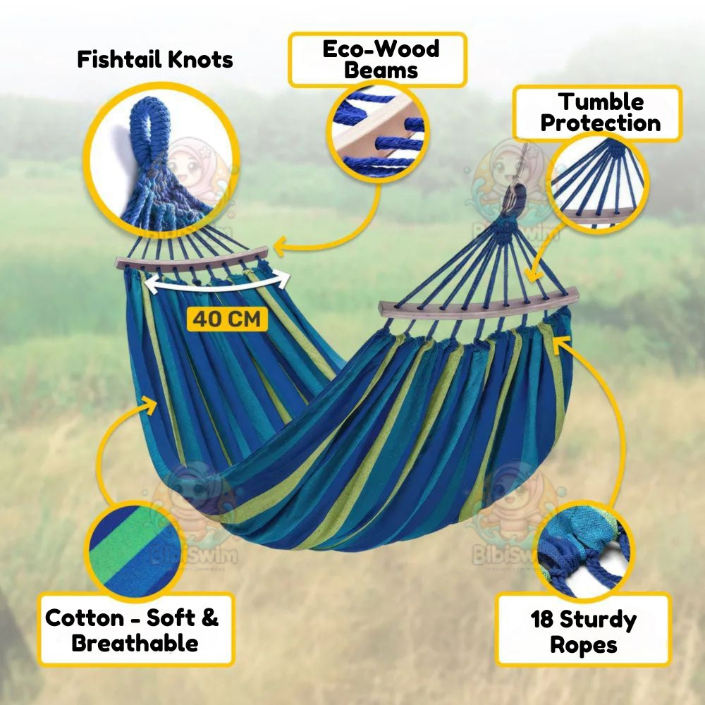 BIBISWIM Striped Canvas Hammock Swing Chair