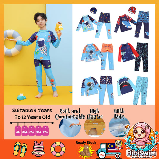 BIBISWIM Boys Shark Rash Guard Set