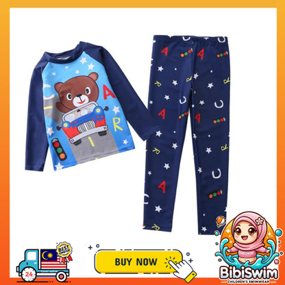 BIBISWIM Boys Shark Rash Guard Set