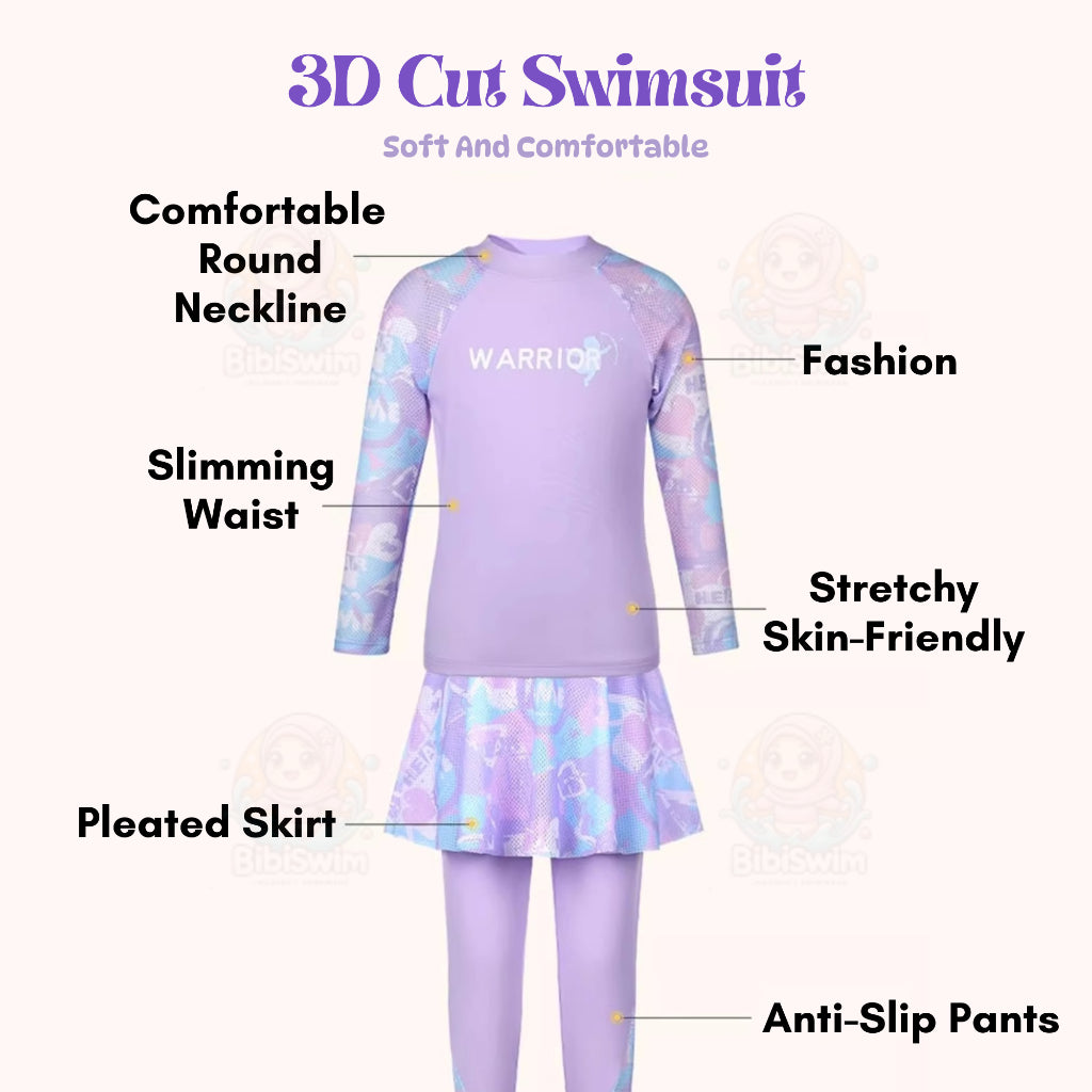 BIBISWIM Girls Long Sleeve Swim Set
