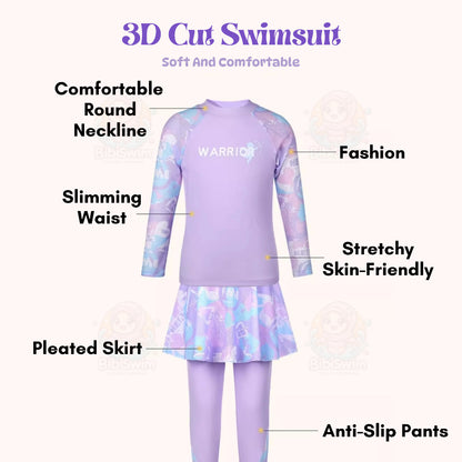 BIBISWIM Girls Long Sleeve Swim Set