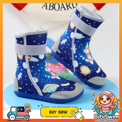 BIBISWIM Astronaut Blue Bunny Swim Socks