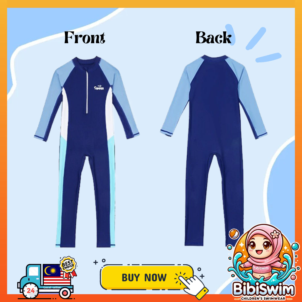 BIBISWIM UPF 50+ Zip Front Kids Swimsuit