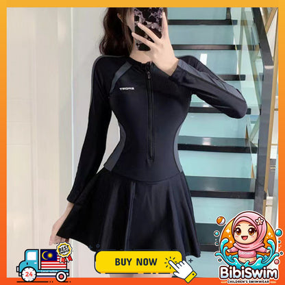 BIBISWIM Modest Plus Size Swim Dress