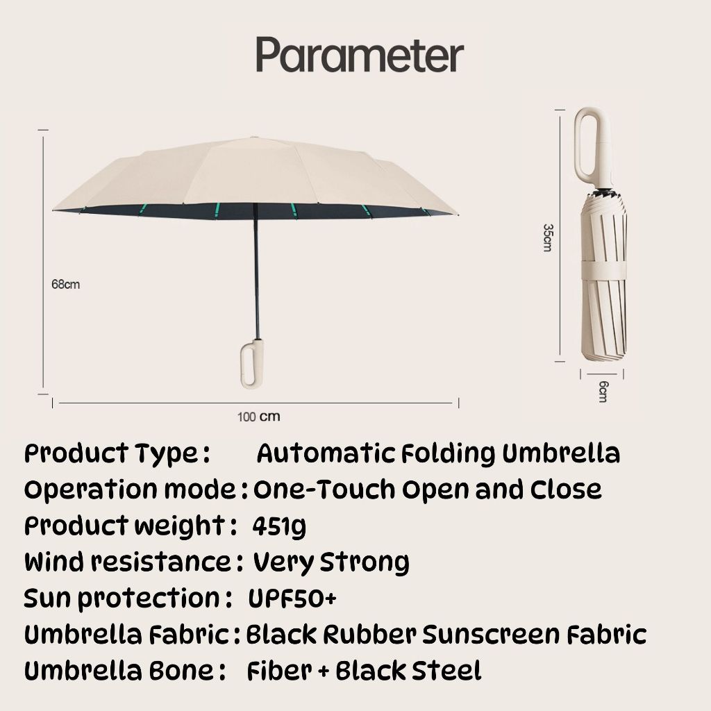 BIBISWIM Heavy Duty Auto UV Umbrella