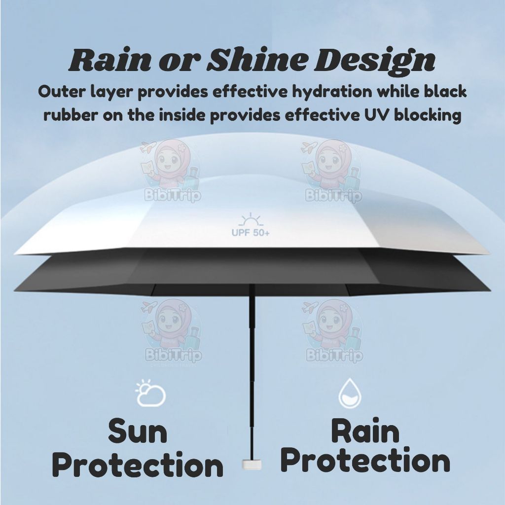 BIBISWIM 6-Rib Mini Pocket Sun Rain Umbrella