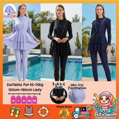 BIBISWIM Plus Size Long Sleeve Swim Skirt