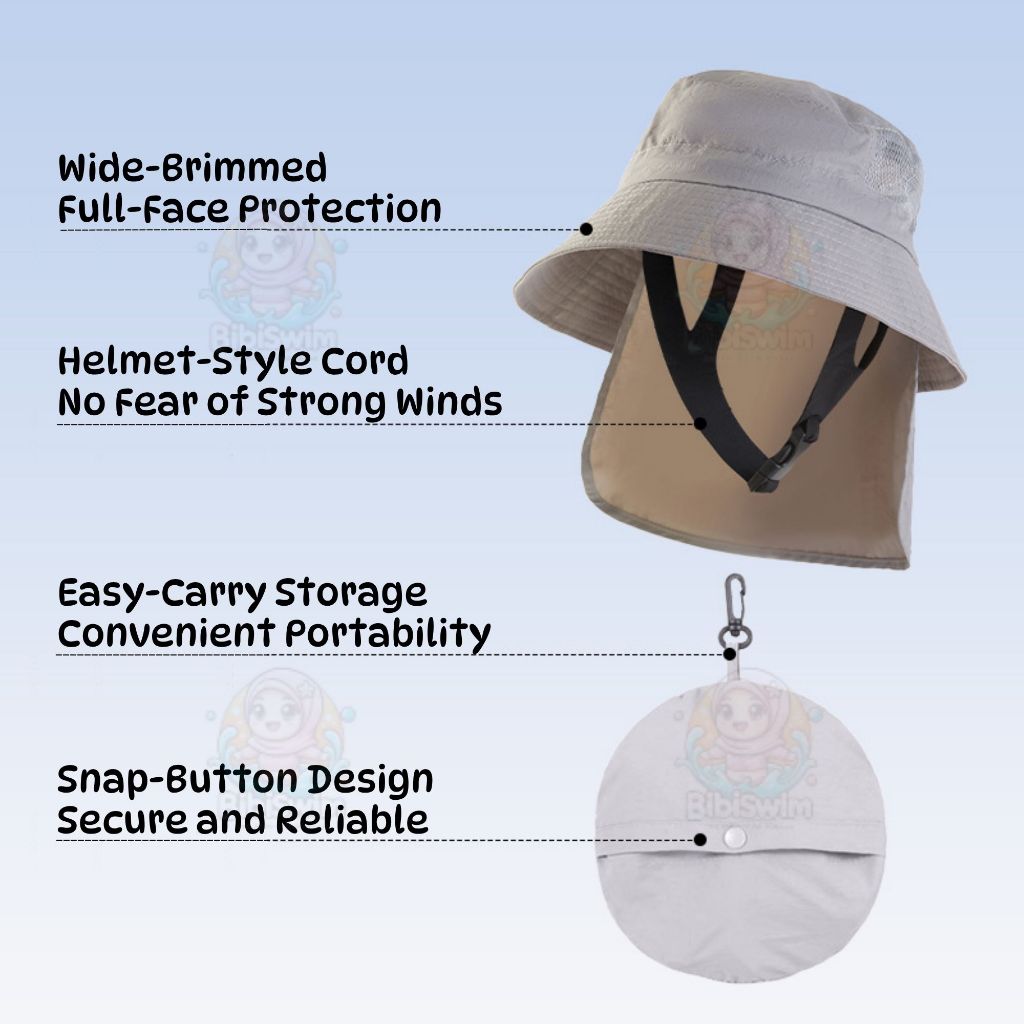 BIBISWIM UPF50+ Windproof Quick-Dry Bucket Hat