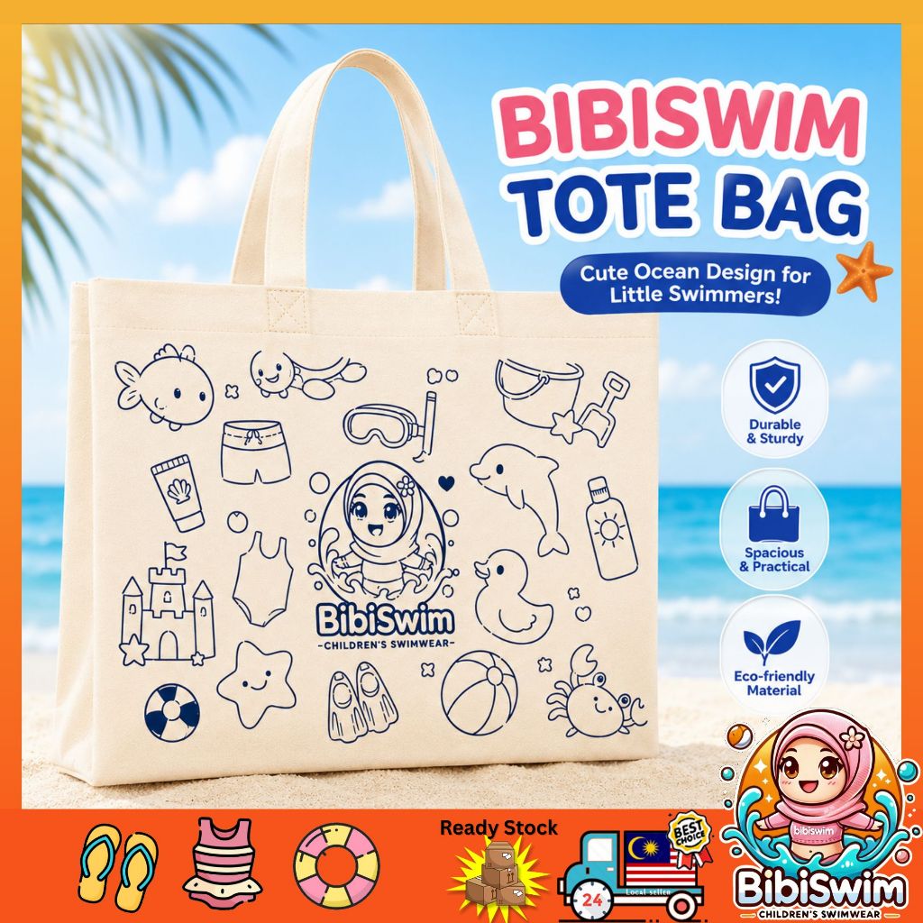 BIBISWIM Ocean Canvas Beach & Swimming Tote Bag