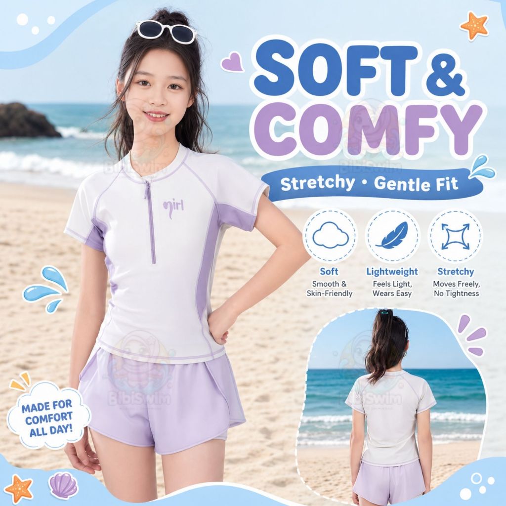 BIBISWIM Seaside Cartoon Baby Girl Swimsuit