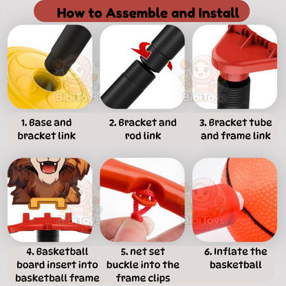 BIBISWIM Adjustable Kids Basketball Hoop Set