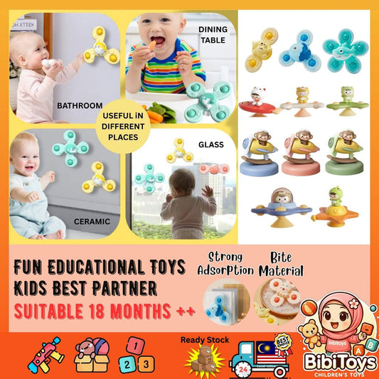 BIBISWIM Bath Suction Spinner Toy Set