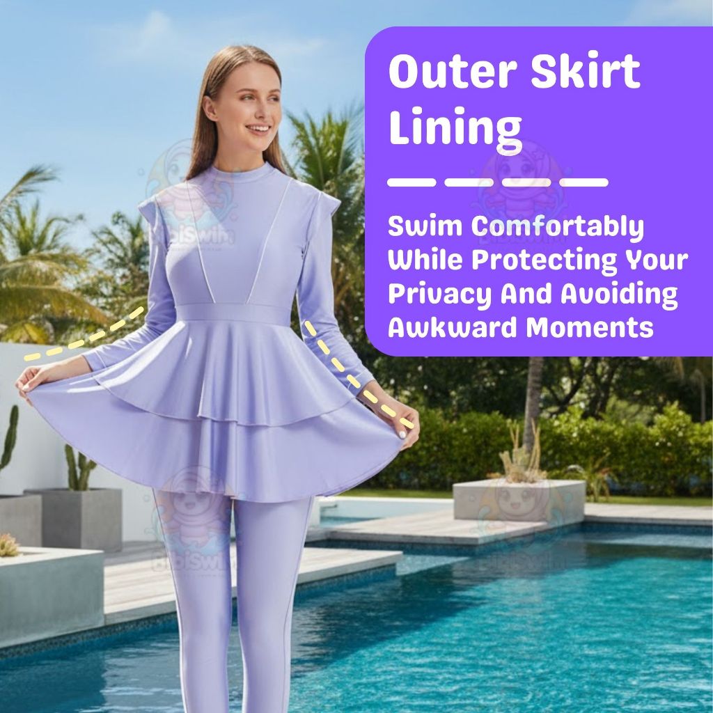 BIBISWIM Plus Size Long Sleeve Swim Skirt