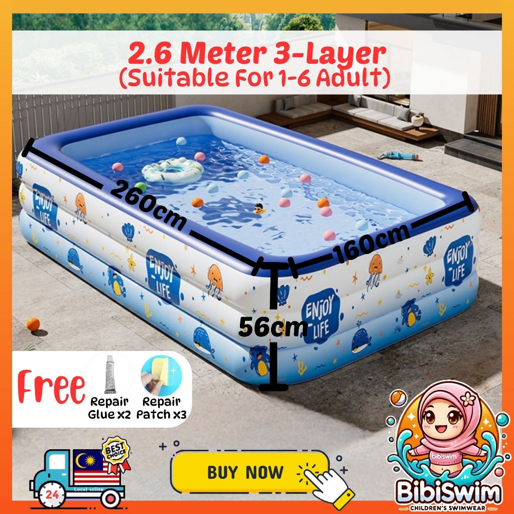 BIBISWIM Family Inflatable Pool 1-3 Layer PVC