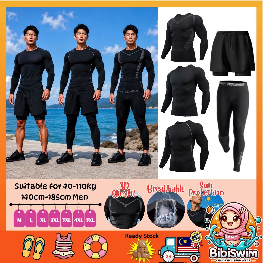 BIBISWIM Ocean Wave Men's Rash Guard Swim Set
