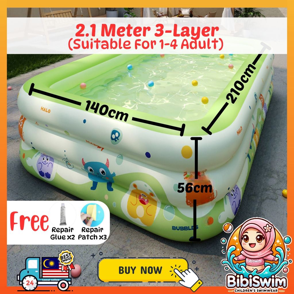 BIBISWIM Family Inflatable Pool 1-3 Layer PVC
