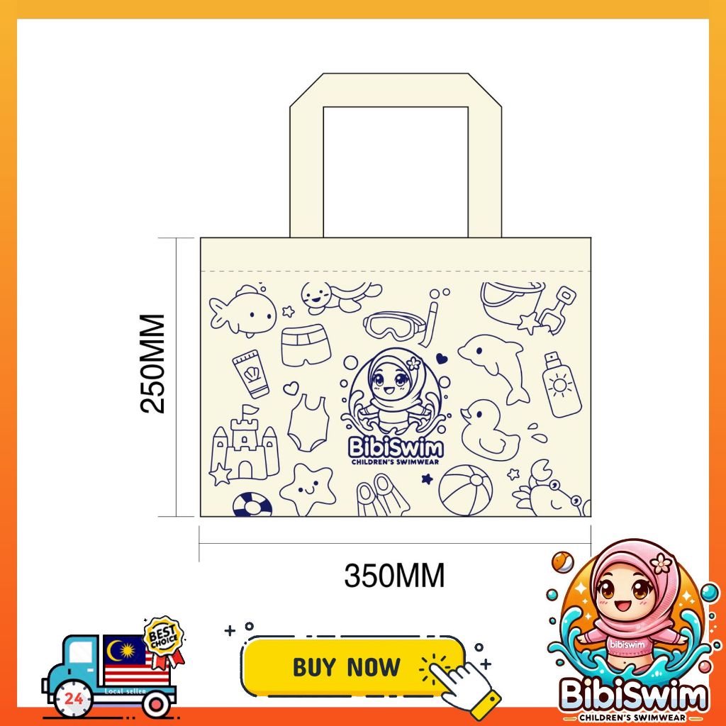 BIBISWIM Ocean Canvas Beach & Swimming Tote Bag
