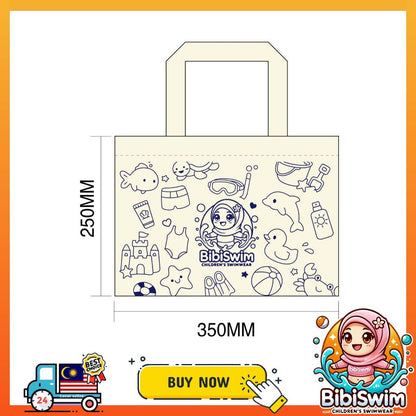 BIBISWIM Ocean Canvas Beach & Swimming Tote Bag
