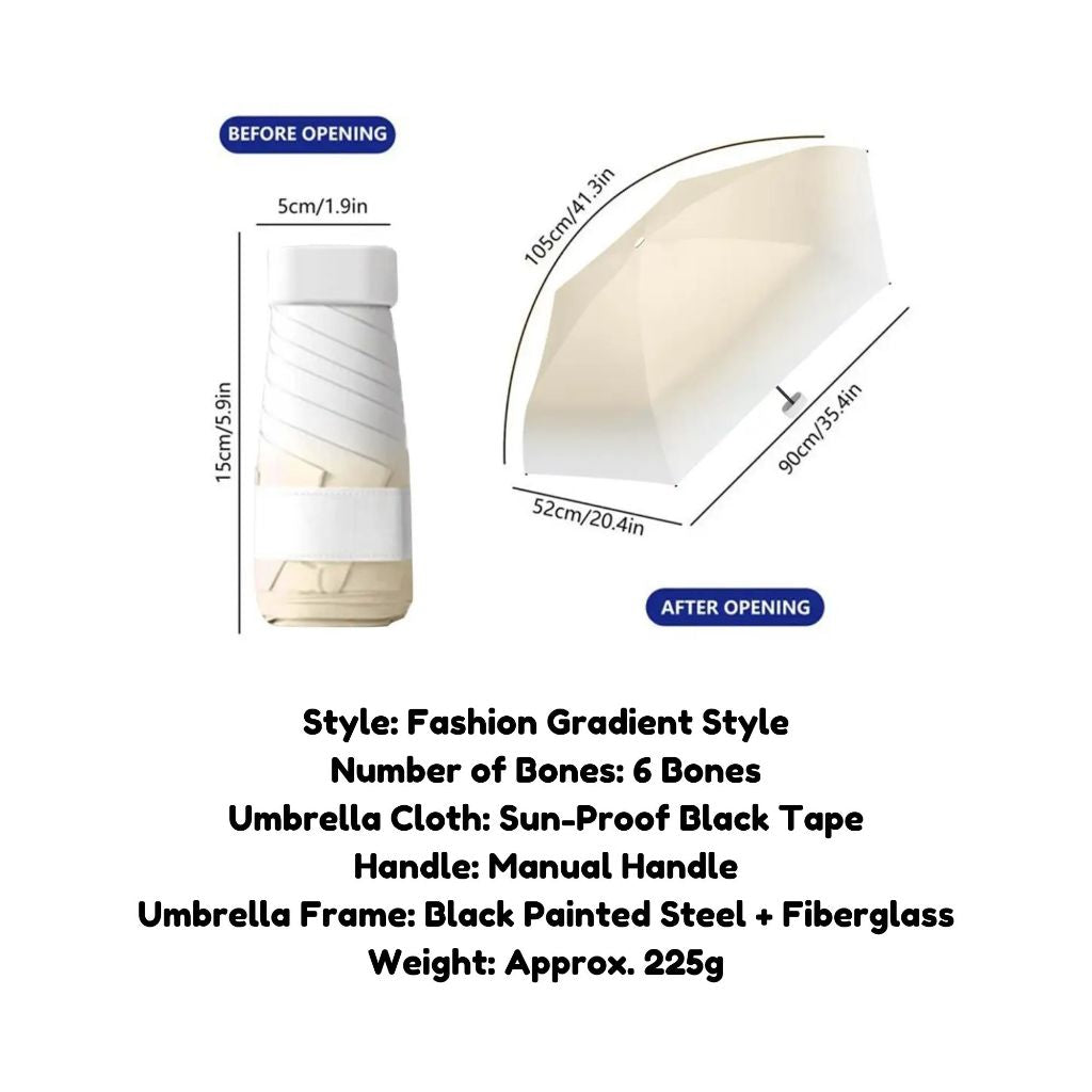 BIBISWIM 6-Rib Mini Pocket Sun Rain Umbrella