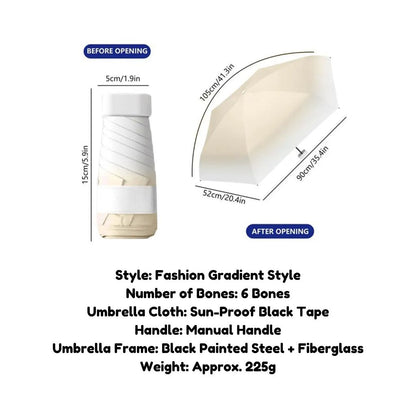 BIBISWIM 6-Rib Mini Pocket Sun Rain Umbrella