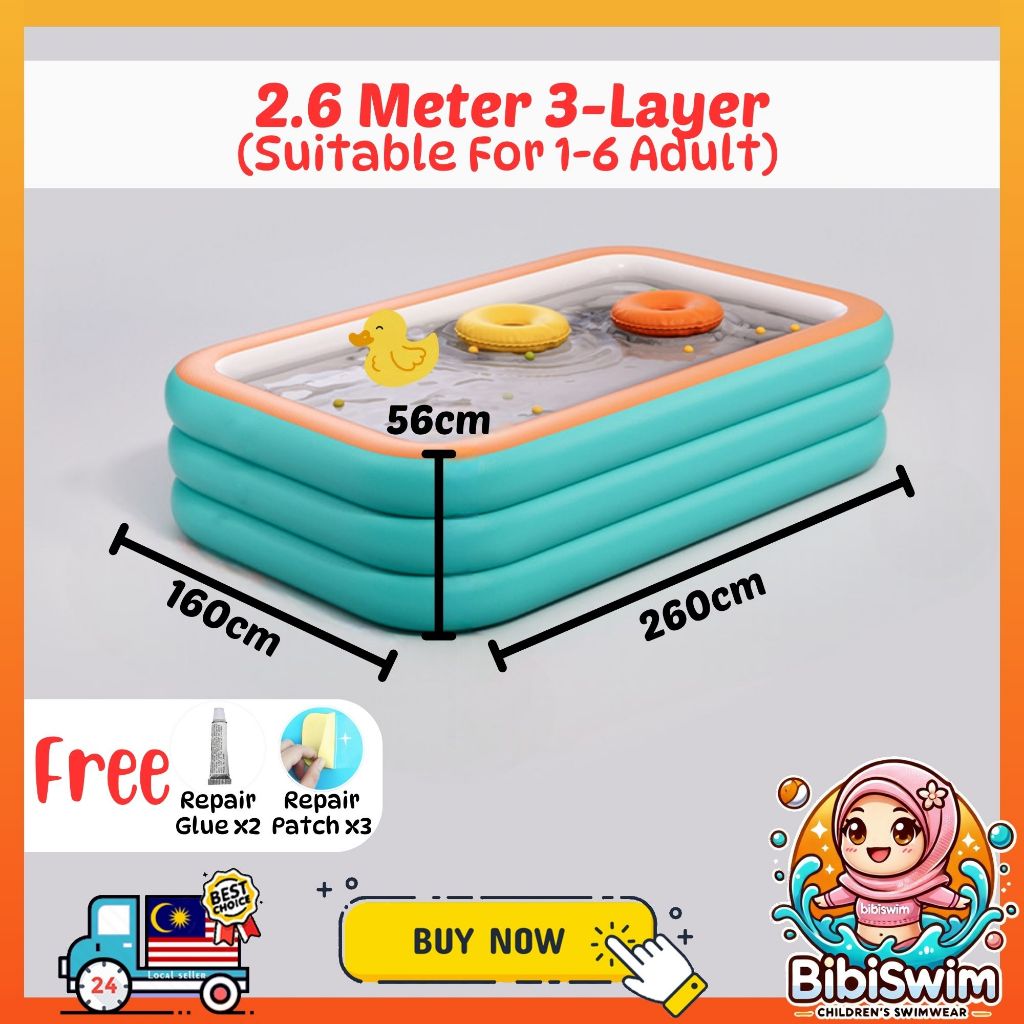 BIBISWIM Family Inflatable Pool 1-3 Layer PVC