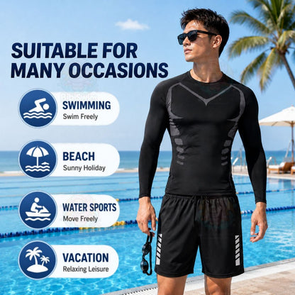 BIBISWIM Ocean Wave Men's Rash Guard Swim Set