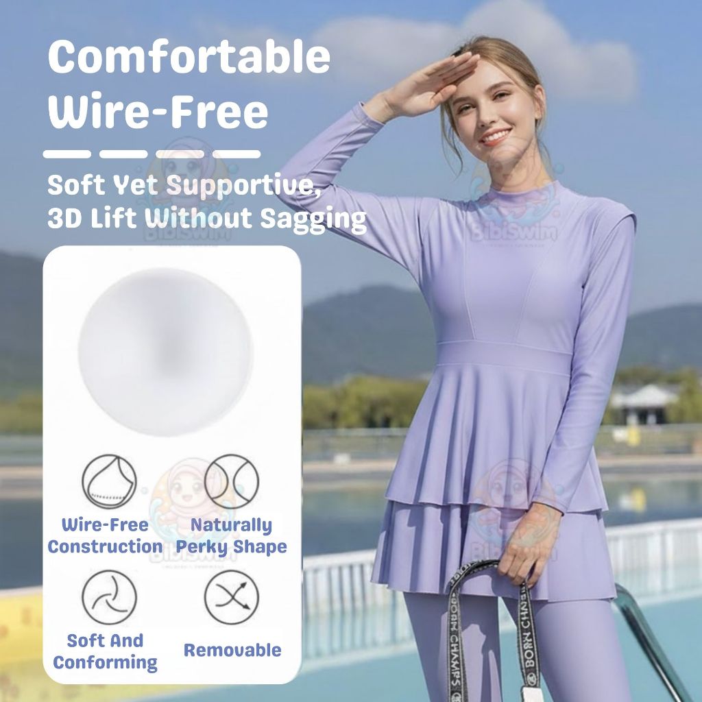 BIBISWIM Plus Size Long Sleeve Swim Skirt