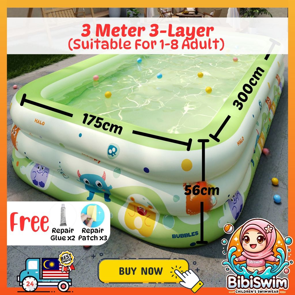 BIBISWIM Family Inflatable Pool 1-3 Layer PVC