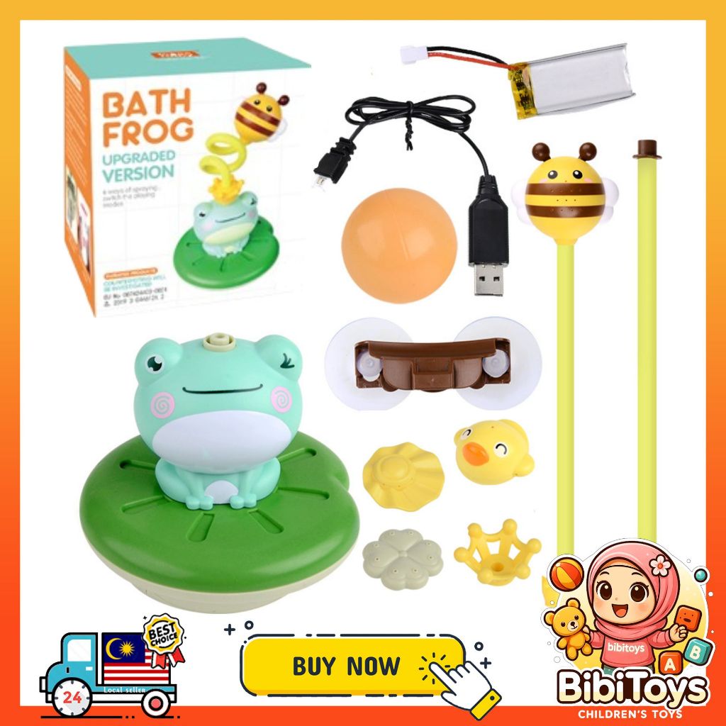BIBISWIM Battery Operated Frog Spray Bath Toy