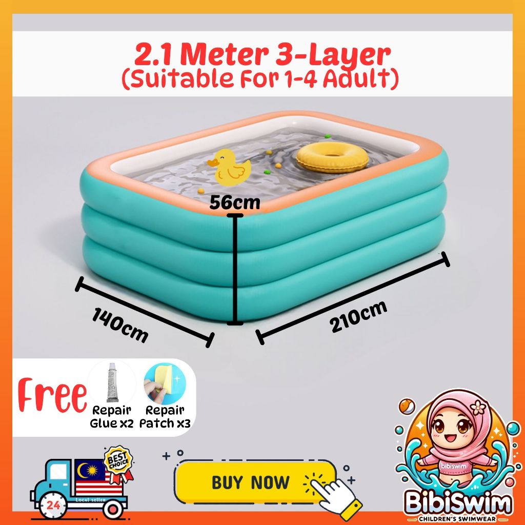 BIBISWIM Family Inflatable Pool 1-3 Layer PVC