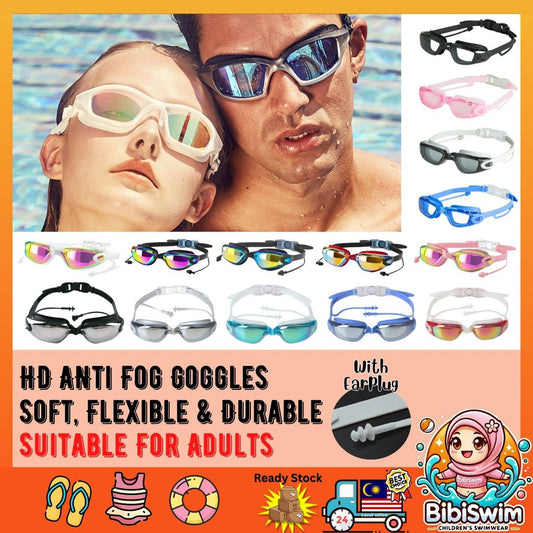 BIBISWIM Earplug Swim Goggles Anti Fog