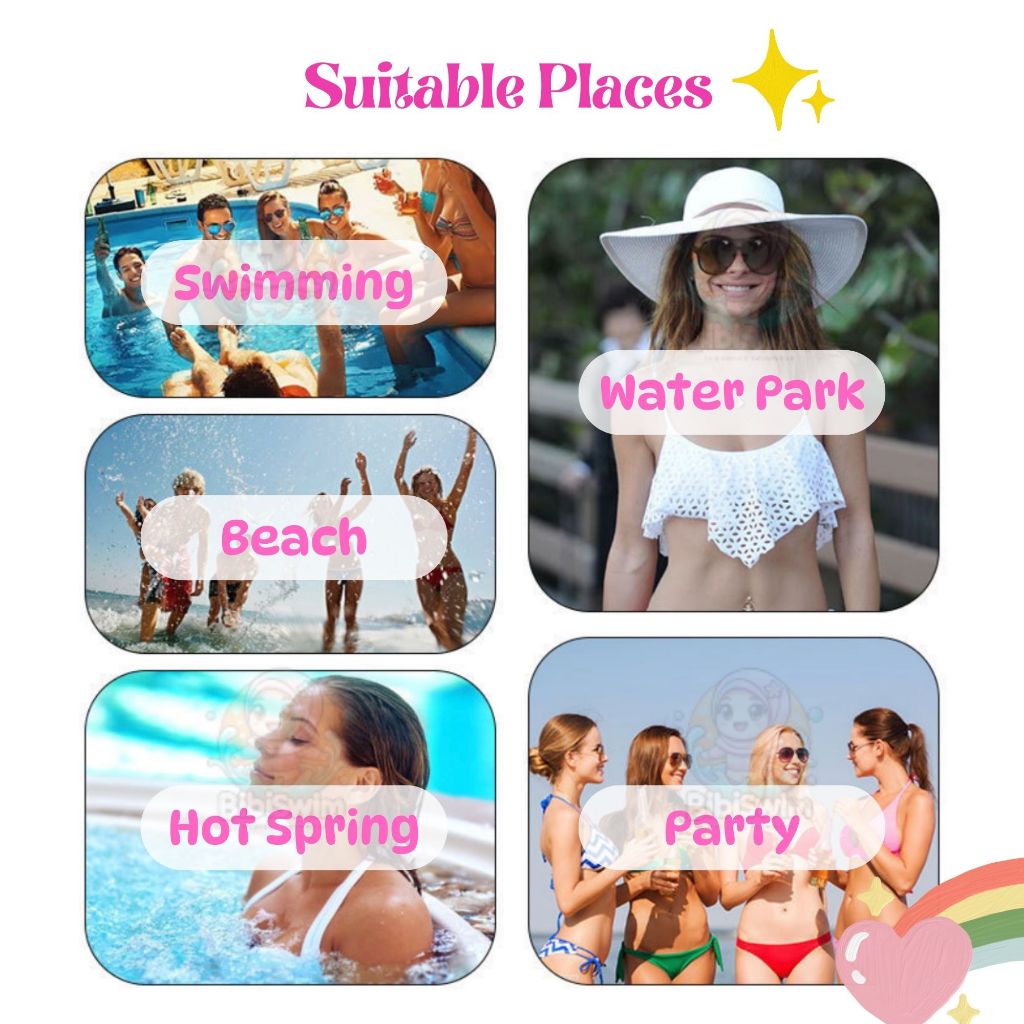 BIBISWIM Plus Size Hijab Swimsuit 6 Stripes