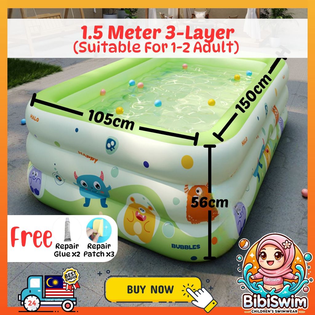 BIBISWIM Family Inflatable Pool 1-3 Layer PVC
