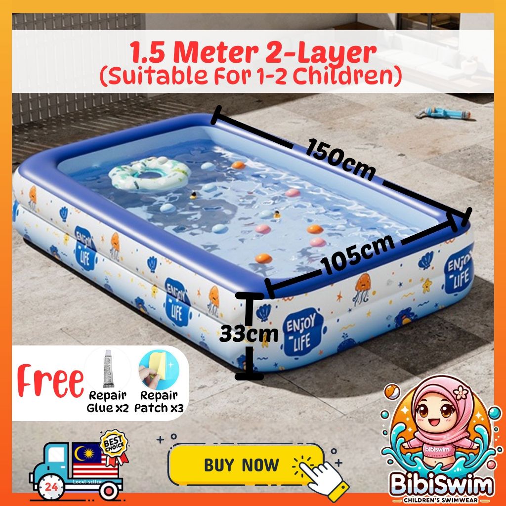 BIBISWIM Family Inflatable Pool 1-3 Layer PVC