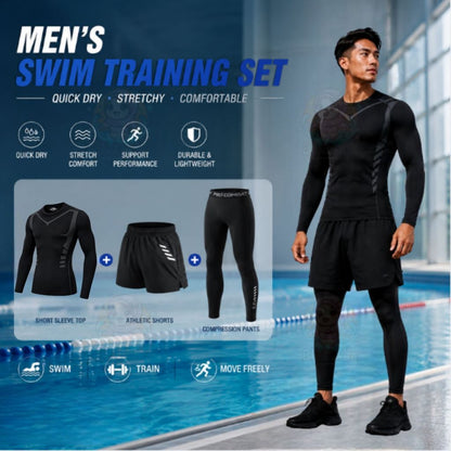 BIBISWIM Ocean Wave Men's Rash Guard Swim Set