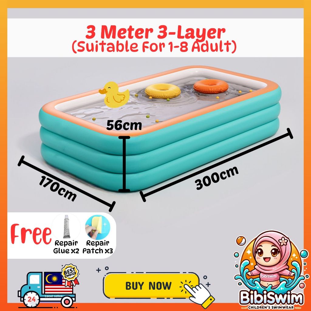 BIBISWIM Family Inflatable Pool 1-3 Layer PVC