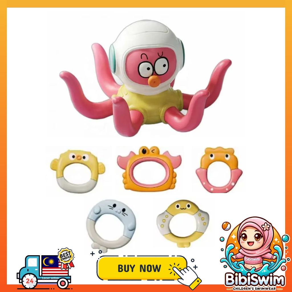 BIBISWIM Octopus Ring Toss Bath Toy