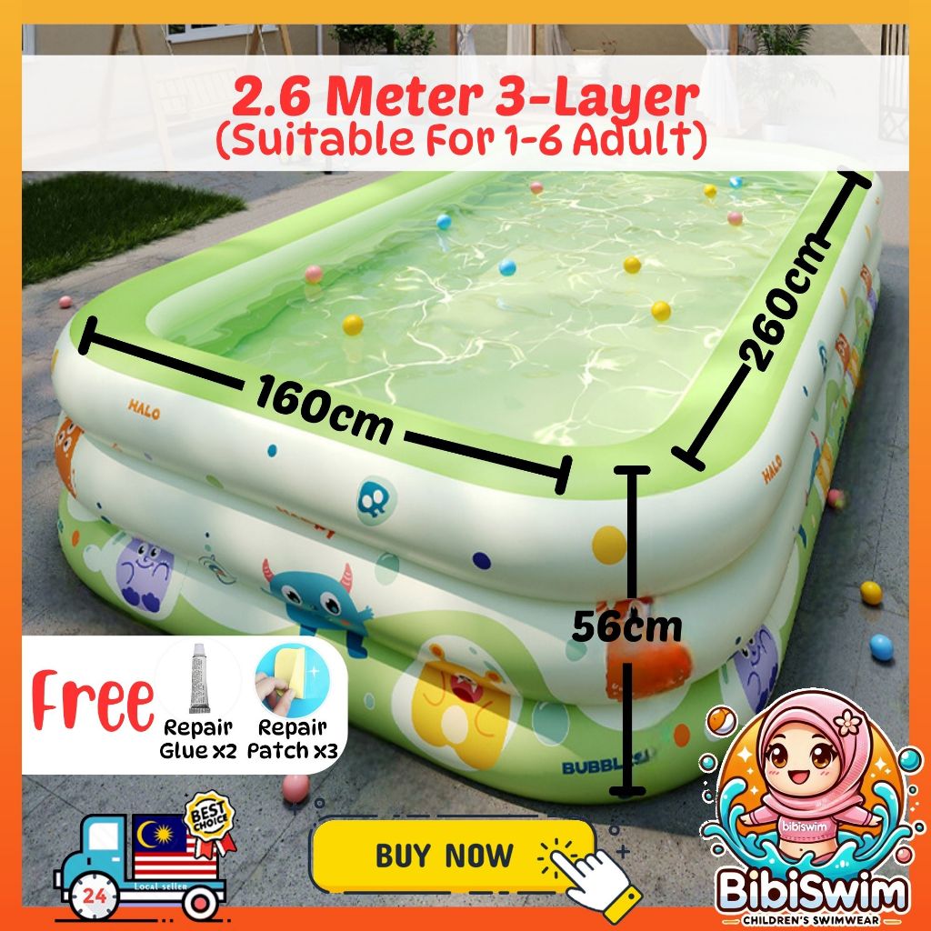 BIBISWIM Family Inflatable Pool 1-3 Layer PVC