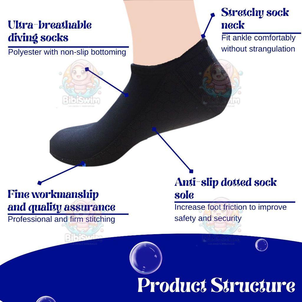 BIBISWIM Seaside Kids Anti-Slip Swim & Beach Socks