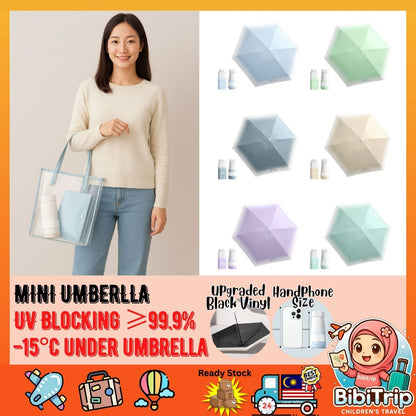 BIBISWIM 6-Rib Mini Pocket Sun Rain Umbrella