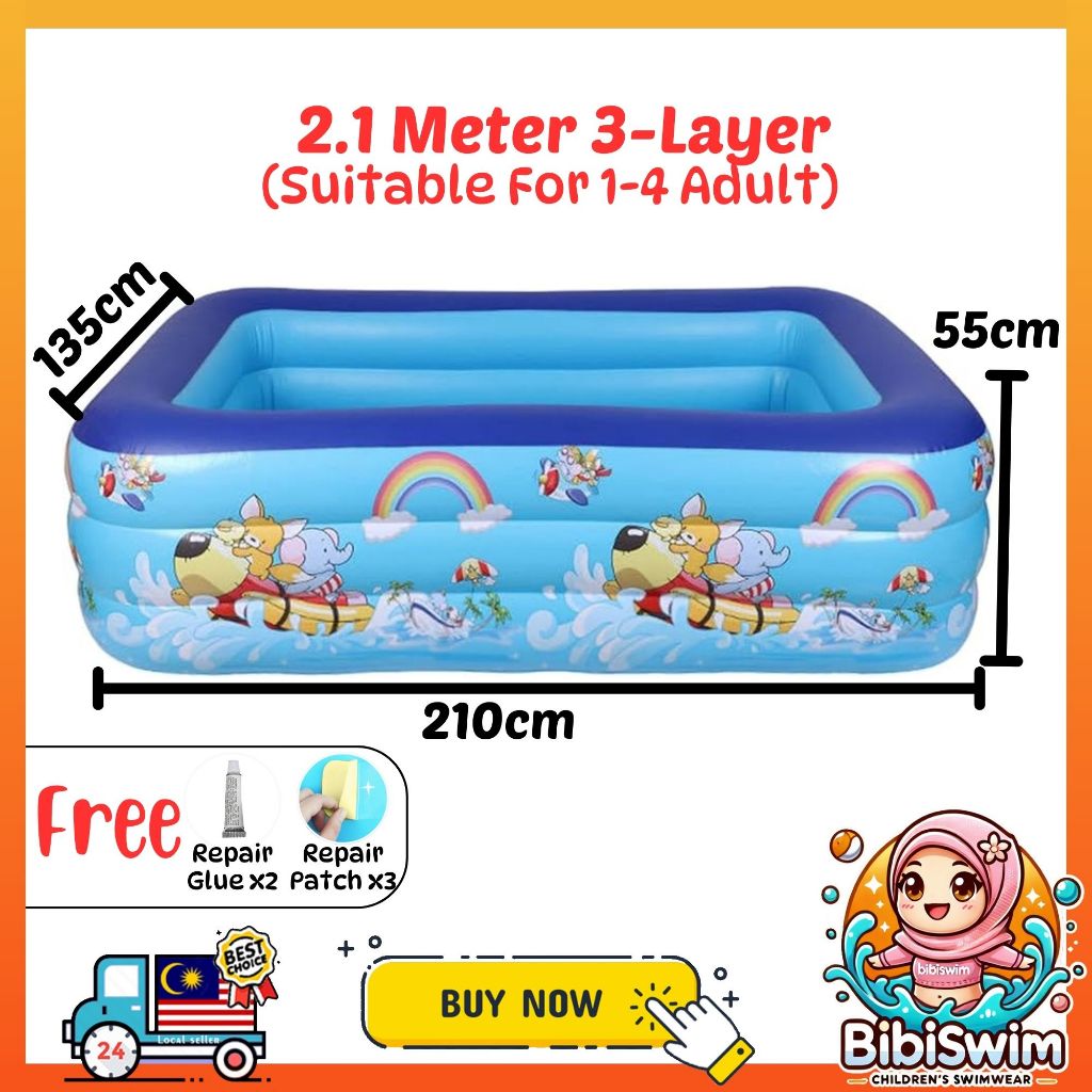 BIBISWIM Family Inflatable Pool 1-3 Layer PVC