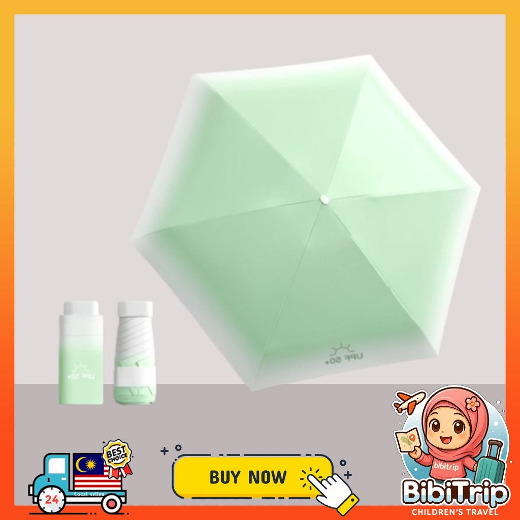 BIBISWIM 6-Rib Mini Pocket Sun Rain Umbrella