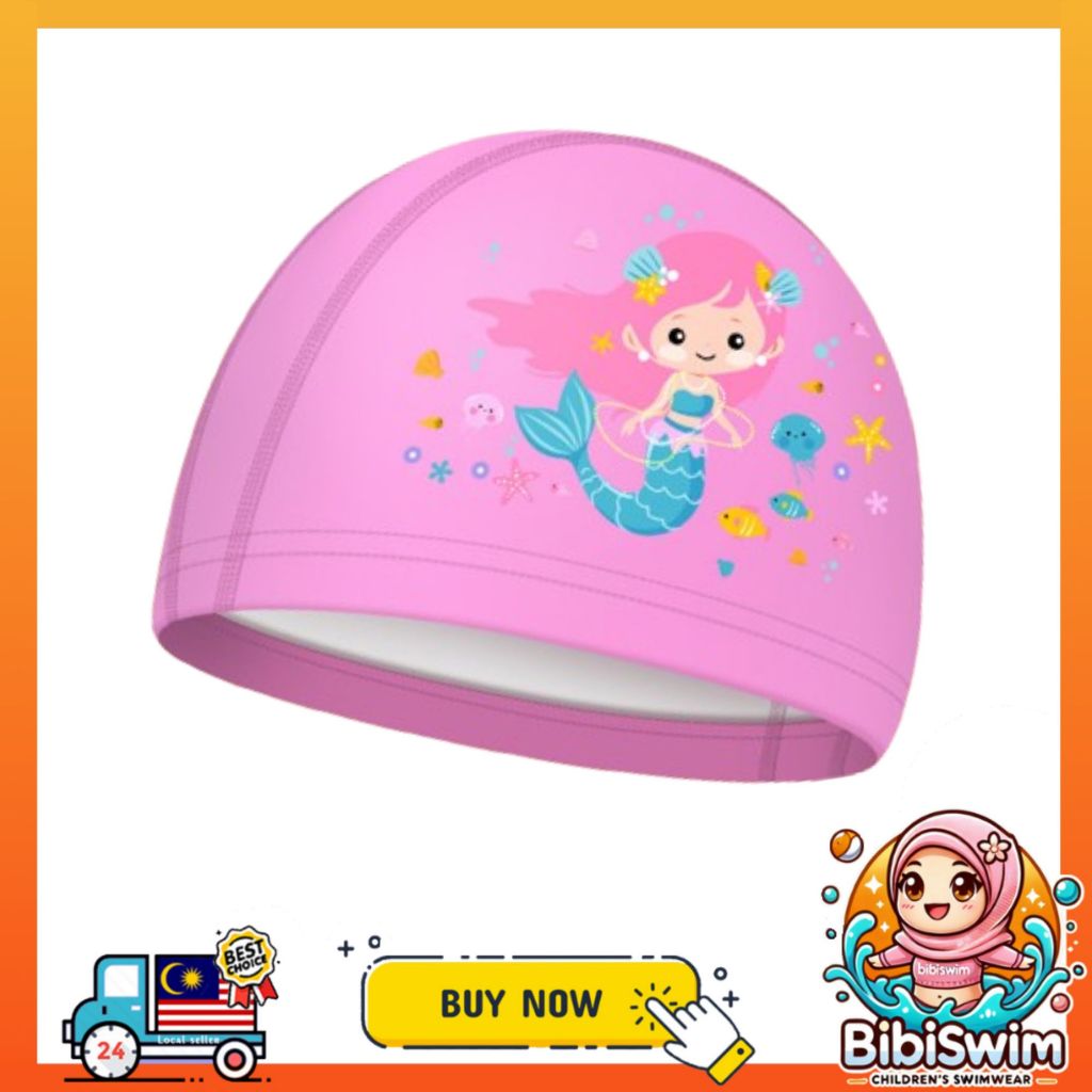 BIBISWIM Animal Print Kids Swim Cap