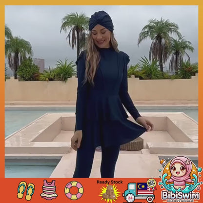 BIBISWIM Plus Size Long Sleeve Swim Skirt