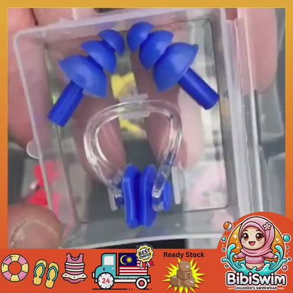 BIBISWIM Silicone Ear Plugs & Nose Clip for Swimming, Diving & Surfing